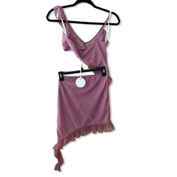 More To Come Payton Ruffle Dress pink mini cut out Y2K Revolve NWT S - Picture 6 of 9
